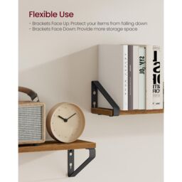VASAGLE Pack of 2 Floating Shelves Wall Mounted Racks Shelving Unit in Brown - thumbnail 5