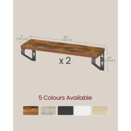 VASAGLE Pack of 2 Floating Shelves Wall Mounted Racks Shelving Unit in Brown - thumbnail 3
