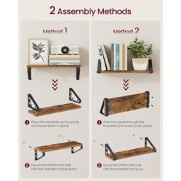 VASAGLE Pack of 2 Floating Shelves Wall Mounted Racks Shelving Unit in Brown - thumbnail 7
