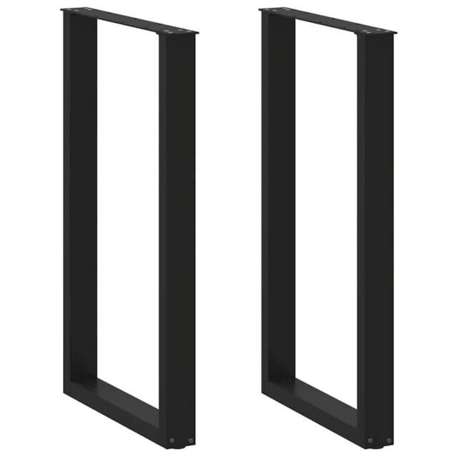 Berkfield Home Coffee Table Legs U-Shaped 2 pcs Black 60x(100-101) cm Steel - image 1