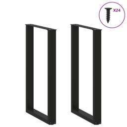 Berkfield Home Coffee Table Legs U-Shaped 2 pcs Black 60x(100-101) cm Steel - thumbnail 3