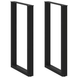 Berkfield Home Coffee Table Legs U-Shaped 2 pcs Black 60x(100-101) cm Steel - thumbnail 1