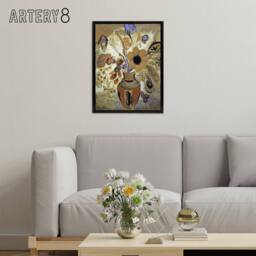 "Artery8 Etruscan Vase with Flowers Redon Vintage Black Framed Canvas Wall Art in Brown - Size: W24"" x H32""" - thumbnail 3