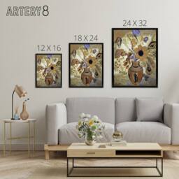 "Artery8 Etruscan Vase with Flowers Redon Vintage Black Framed Canvas Wall Art in Brown - Size: W24"" x H32""" - thumbnail 4