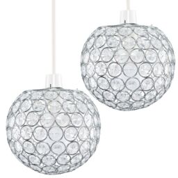 ValueLights Pair of Ducy Silver Ceiling Pendant Shades - thumbnail 2