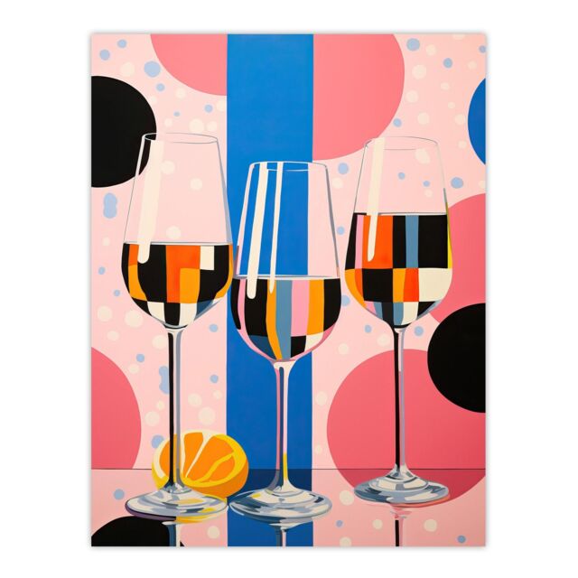 "Wee Blue Coo Wall Art Print Prosecco Party Colourful Pink Blue Gender Reveal Baby Shower Geometric Painting Poster - Size: W24"" x H32""" - image 1