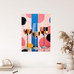"Wee Blue Coo Wall Art Print Prosecco Party Colourful Pink Blue Gender Reveal Baby Shower Geometric Painting Poster - Size: W24"" x H32""" - thumbnail 4