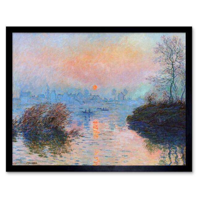 "Artery8 Monet Sunset Seine Lavacourt Winter Home Decor 12x16"" Framed Art Print in Blue - Size: W12"" x H16""" - image 1