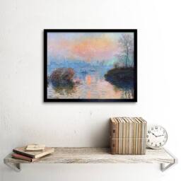 "Artery8 Monet Sunset Seine Lavacourt Winter Home Decor 12x16"" Framed Art Print in Blue - Size: W12"" x H16""" - thumbnail 2