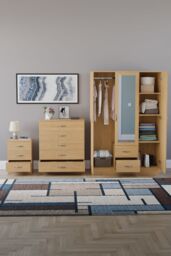 Home Discount Vida Designs 3Pc Bedroom Set 3Bedside, 5 Drawer Chest, Mirror Wardrobe in Brown - thumbnail 3
