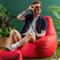 icon Gaming Recliner Indoor & Outdoor Bean Bag with Footstool in Red - thumbnail 5
