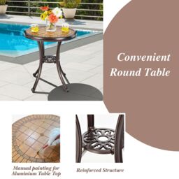 Costway 3-Piece Patio Bistro Set Cast Aluminum Table & Chairs in Copper - thumbnail 6