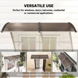 NESTLUNE Outdoor Curved Window Porch Canopy Awning in Brown - Size: 100 cm x 15 cm - thumbnail 3