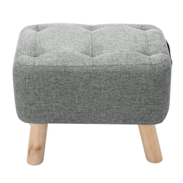 Kelvenix grey Linen Footstool Tufted Pouffe Padded Seat - Size: 0.6m2 - image 1