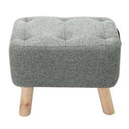Kelvenix grey Linen Footstool Tufted Pouffe Padded Seat - Size: 0.6m2