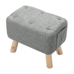 Kelvenix grey Linen Footstool Tufted Pouffe Padded Seat - Size: 0.6m2 - thumbnail 3