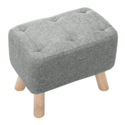Kelvenix grey Linen Footstool Tufted Pouffe Padded Seat - Size: 0.6m2 - thumbnail 4