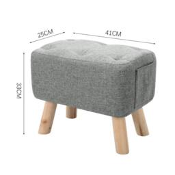 Kelvenix grey Linen Footstool Tufted Pouffe Padded Seat - Size: 0.6m2 - thumbnail 2