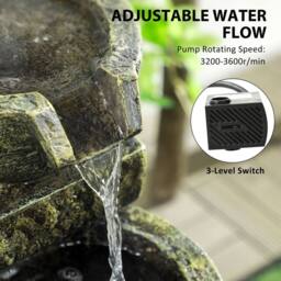 OUTSUNNY Outdoor Garden Water Feature with 4-tier Stone Look Bowls, Adjustable Flow - thumbnail 6