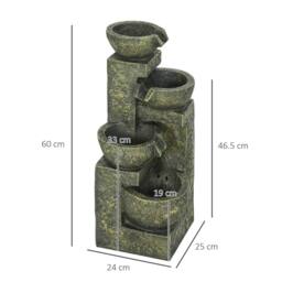 OUTSUNNY Outdoor Garden Water Feature with 4-tier Stone Look Bowls, Adjustable Flow - thumbnail 3