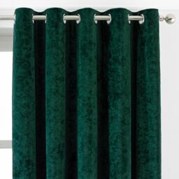 Paoletti Verona Crushed Velvet Eyelet Curtains in Emerald - Size: 229 cm width x 137 cm drop - thumbnail 2