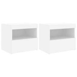 Berkfield Home Bedside Cabinets with LED Lights 2 pcs White 50x40x45 cm - Size: 50 x 40 x 45 cm - thumbnail 1