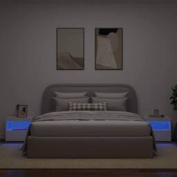 Berkfield Home Bedside Cabinets with LED Lights 2 pcs White 50x40x45 cm - Size: 50 x 40 x 45 cm - thumbnail 4