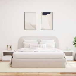 Berkfield Home Bedside Cabinets with LED Lights 2 pcs White 50x40x45 cm - Size: 50 x 40 x 45 cm - thumbnail 3