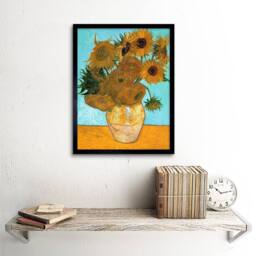 "Artery8 Vincent Van Gogh Still Life Vase Twelve Sunflowers Framed Art Print in Yellow - Size: W12"" x H16""" - thumbnail 2