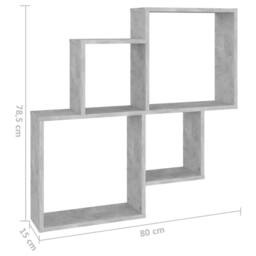 Berkfield Home Wall Cube Shelf Concrete Grey 80x15x78.5 cm Engineered Wood - thumbnail 6