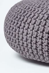 Homescapes Large Round Cotton Knitted Pouffe Footstool in Dark Grey - thumbnail 4