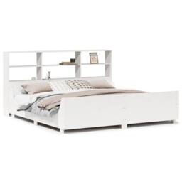 Berkfield Home Decorative Bookcase Bed without Mattress White 180x200 cm Super K - Size: Super King - thumbnail 3