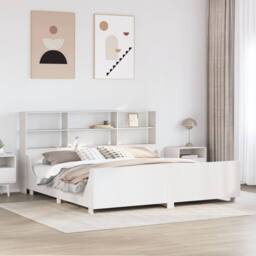 Berkfield Home Decorative Bookcase Bed without Mattress White 180x200 cm Super K - Size: Super King - thumbnail 2