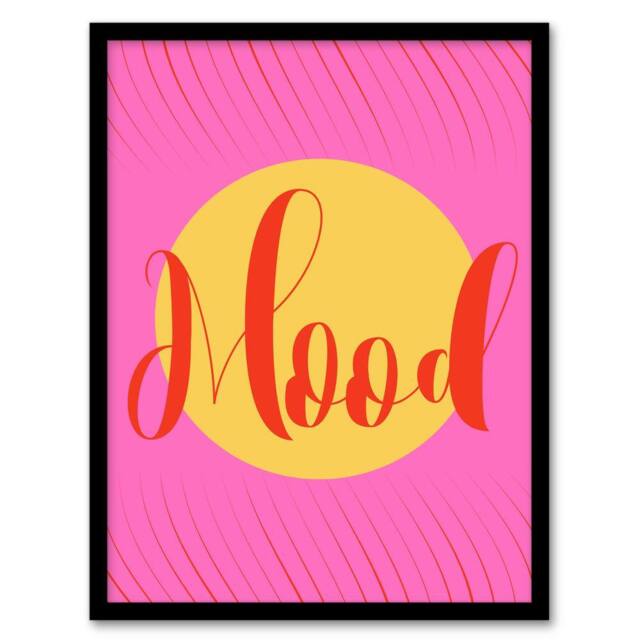 Artery8 Mood Sunset Pink Yellow Decorative Design Framed Wall Art Print - Size: A4 - image 1