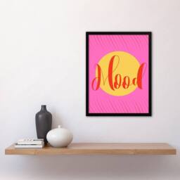 Artery8 Mood Sunset Pink Yellow Decorative Design Framed Wall Art Print - Size: A4 - thumbnail 4