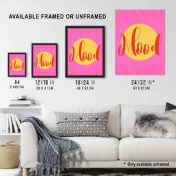 Artery8 Mood Sunset Pink Yellow Decorative Design Framed Wall Art Print - Size: A4 - thumbnail 3