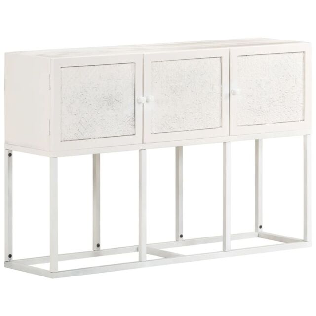 Berkfield Home Sideboard 115x30x76 cm Solid Mango Wood in White - Size: 115 x 30 x 76 cm - image 1