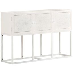 Berkfield Home Sideboard 115x30x76 cm Solid Mango Wood in White - Size: 115 x 30 x 76 cm - thumbnail 1