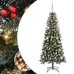 Berkfield Home Artificial Christmas Tree with 150 LEDs Green 66 x 66 x 150 cm - thumbnail 2