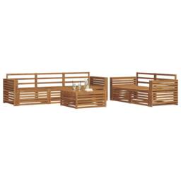 Berkfield Home Outdoor Sofa Set 6 pcs Natural Solid Acacia Wood in Brown - thumbnail 3