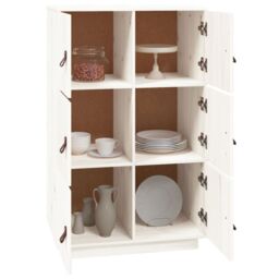 Berkfield Home Highboard White 67x40x108.5 cm Solid Wood Pine - thumbnail 4