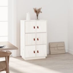 Berkfield Home Highboard White 67x40x108.5 cm Solid Wood Pine - thumbnail 1