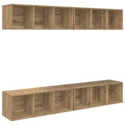 Berkfield Home Wall TV Cabinet with Shelf 4 pcs Artisan oak 37 x 37 x 107.5 cm in Brown - thumbnail 1