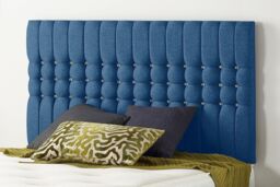 Somnior Galaxy Sprung Memory Foam Divan Bed with Headboard In Plush Fabric in Navy - Size: Single - thumbnail 5