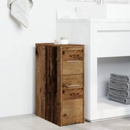 Berkfield Home Narrow Bathroom Cupboard with Wheels Old Wood Engineered Wood in Brown - thumbnail 1