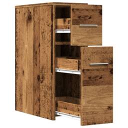 Berkfield Home Narrow Bathroom Cupboard with Wheels Old Wood Engineered Wood in Brown - thumbnail 7