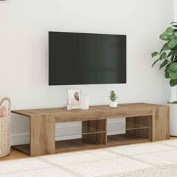 Berkfield Home TV Cabinet with LED Lights Artisan Oak 135x39x30 cm Engineered Wood - Size: 135 x 39 x 30 cm - thumbnail 4