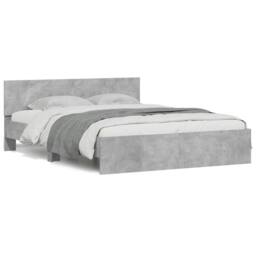 Berkfield Home Durable Bed Frame with Headboard & LED Concrete Grey 150x200 cm - Size: King - thumbnail 2