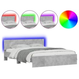 Berkfield Home Durable Bed Frame with Headboard & LED Concrete Grey 150x200 cm - Size: King - thumbnail 3