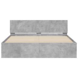 Berkfield Home Durable Bed Frame with Headboard & LED Concrete Grey 150x200 cm - Size: King - thumbnail 7
